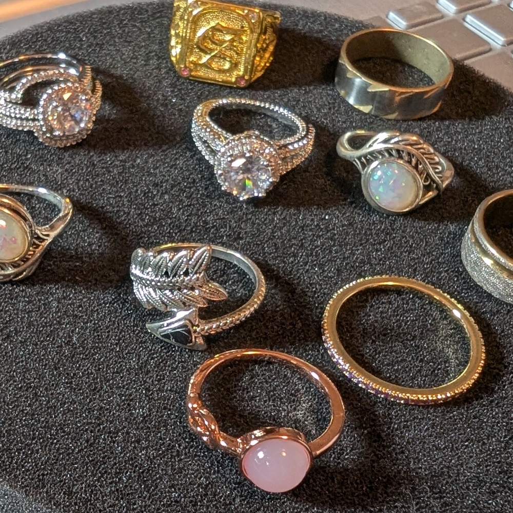 Total of 10 rings, various sizes, sold as Bundle. Set #3